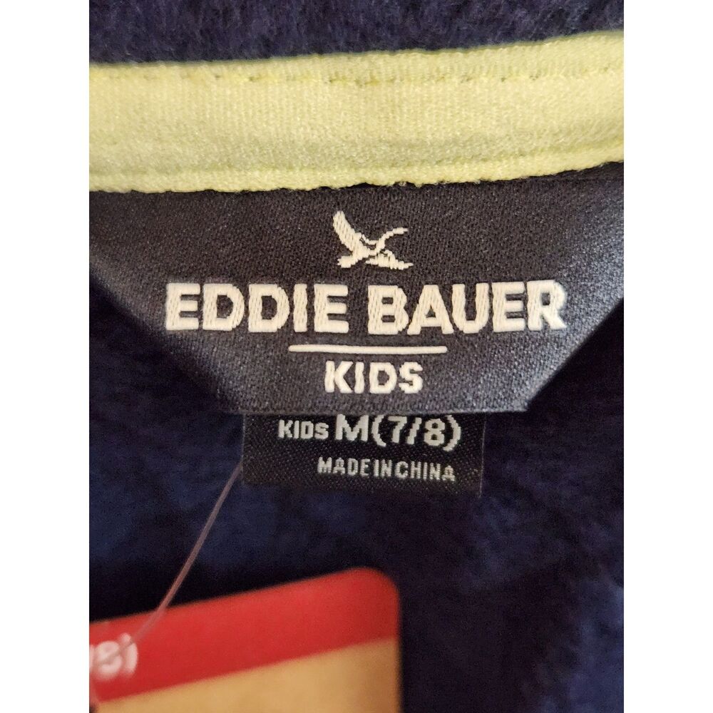 Eddie Bauer Kids Polar Fleece Jacket Medium 7/8 Peacoat Blue NWT - Picture 3 of 6